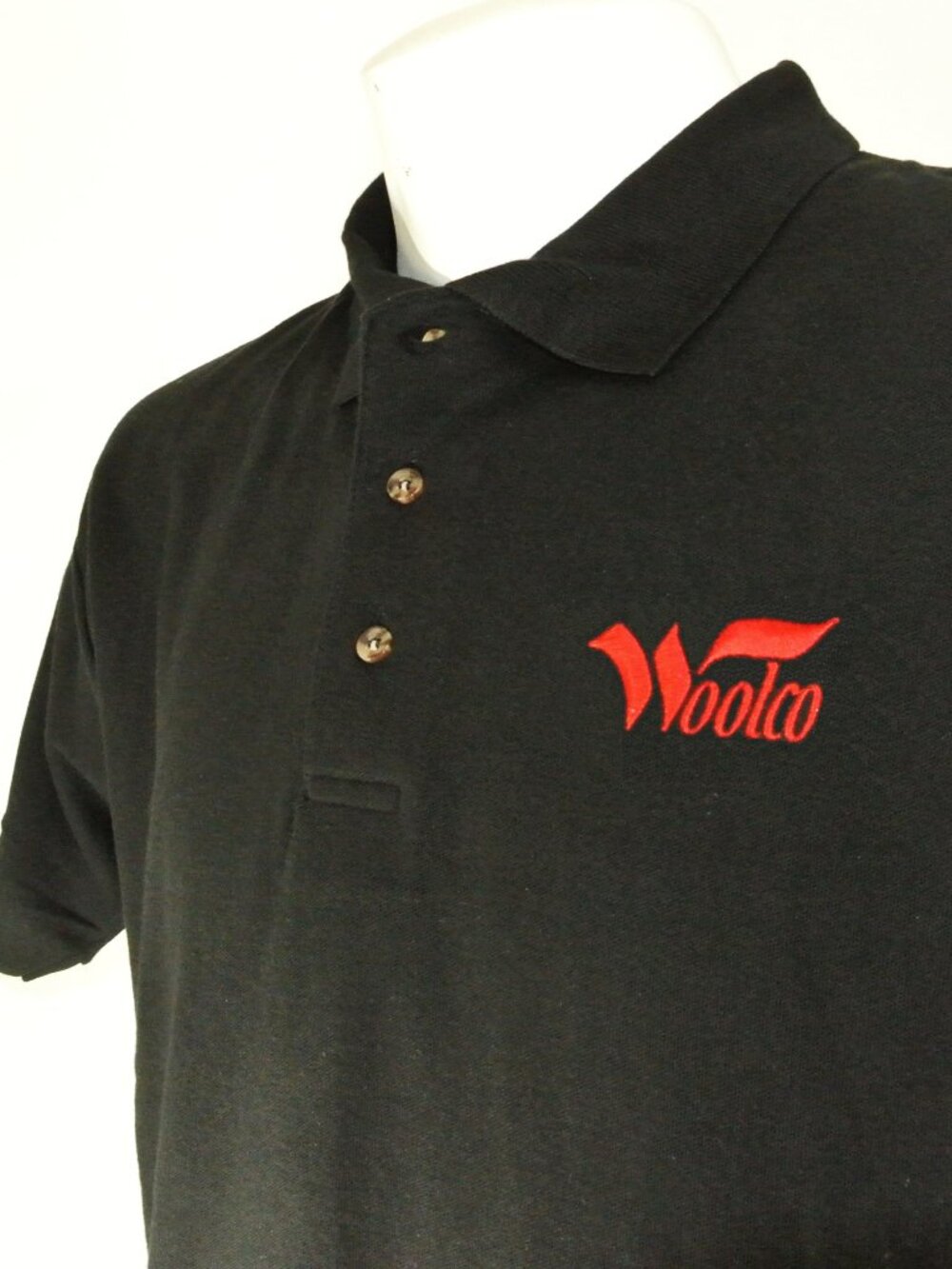 WOOLCO Vintage Department Store Uniform Polo Shirt Black Size S Small